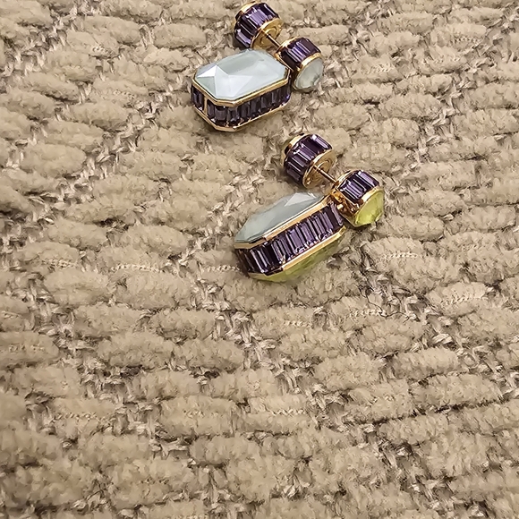 design.
Swarovski Orbita Reversible Drop Earrings - Green/ Purple/Blue - Picture 5 of 10